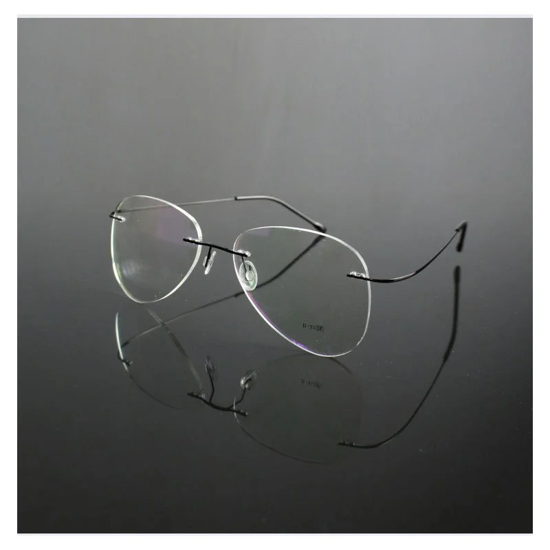 

Fashion Avaitor Rimless Flick β Titanium Frame Screwless Diamond Cut Eyeglasses Can Customize Prescription Lens