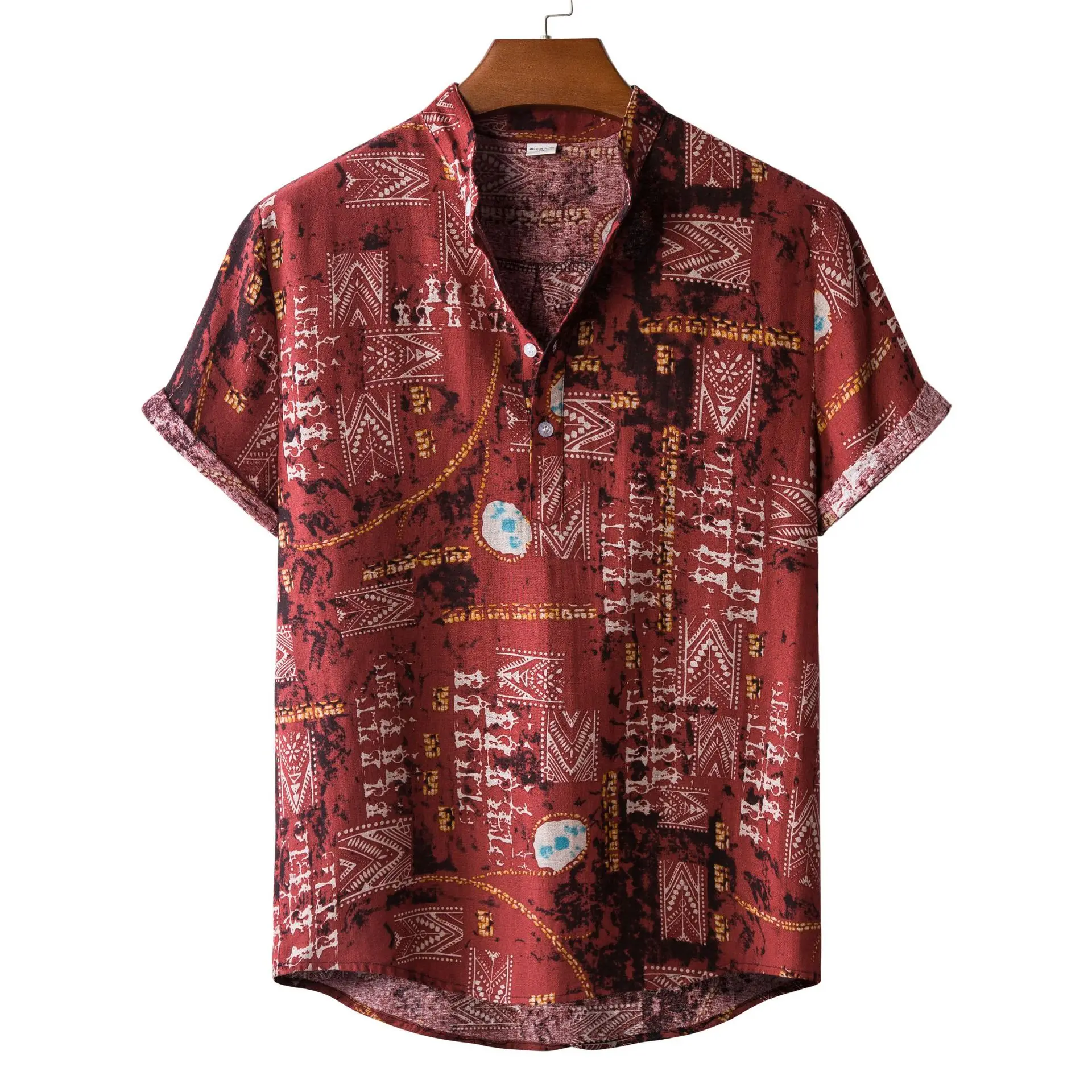 Men'S Shirt 3d Print Undies Standing Collar Shirts Casual Short Sleeved Oversized Blouse Streetwear Tees Top Summer Men Clothing