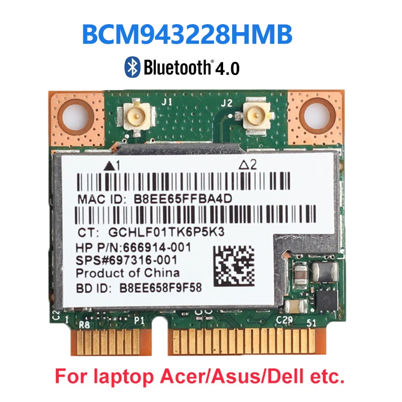 Фото Двухдиапазонный 300 Мбит/с BCM943228HMB для Bluetooth 2 4 802.11a/b/g/n беспроводная карта Wi-Fi