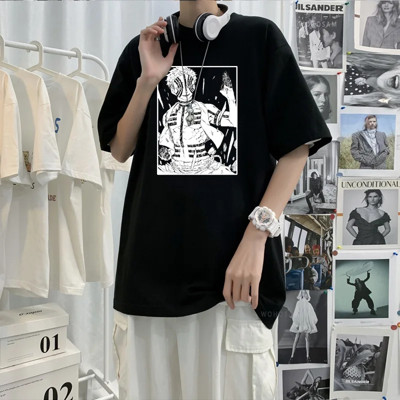 

Футболка Мужская/Женская хлопковая с коротким рукавом, Повседневная модная уличная одежда оверсайз с аниме рассекающим демонов аказа