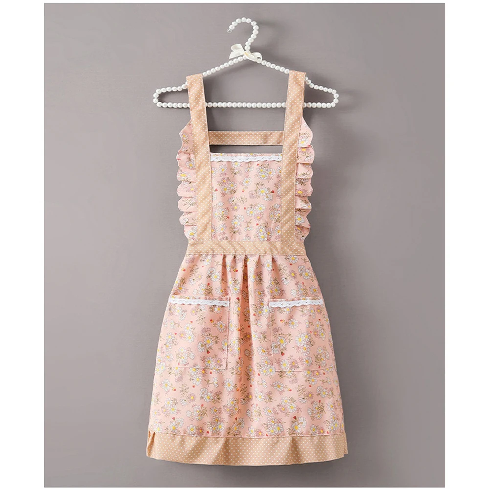 

Кружевной кухонный фартук, милая дышащая одежда для уборки дома, в стиле принцессы, на лето