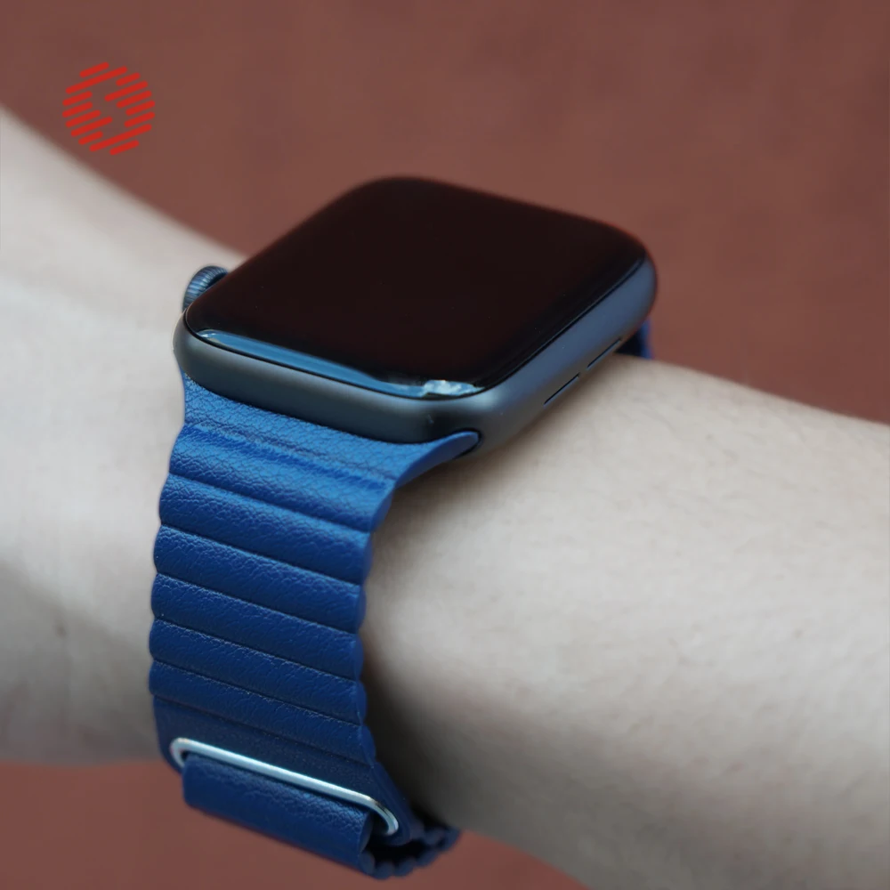 ShengOne Leather Loop Band for Apple Watch 7 6 SE 5 4 45 44 42MM Leather Magnetic Strap Wristband Bracelet 3 2 1 41 40 38MM