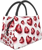 shiny red ruby heart lunch bags reusable box tote meal prep container for men women work picnic school or travel