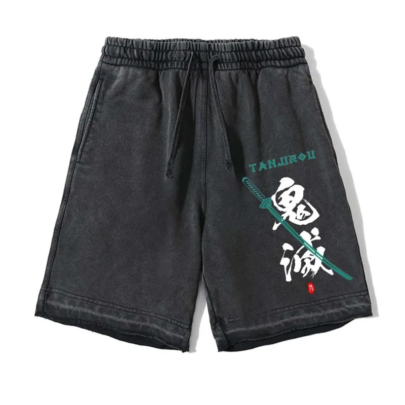 

Demon Slayer Shorts Men Women Anime Vintage Shorts Cotton Loose Retro Washed Fifth Pants Oversize New Summer Shorts Streetwear