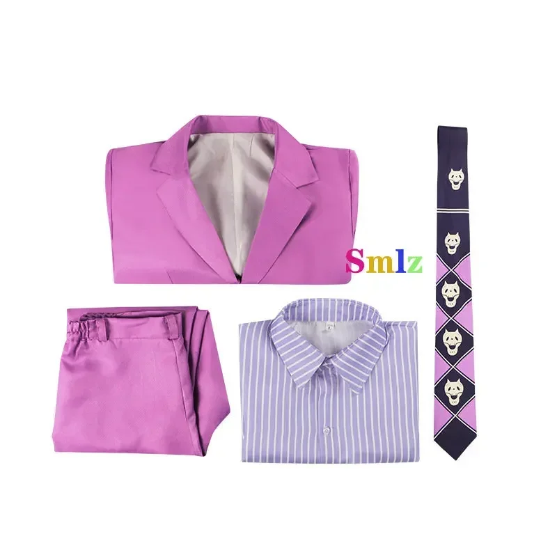 Кира Йошикаге Косплей Аниме ДжоДжо Костюм Приключения Фиолетовый Униформа Парик