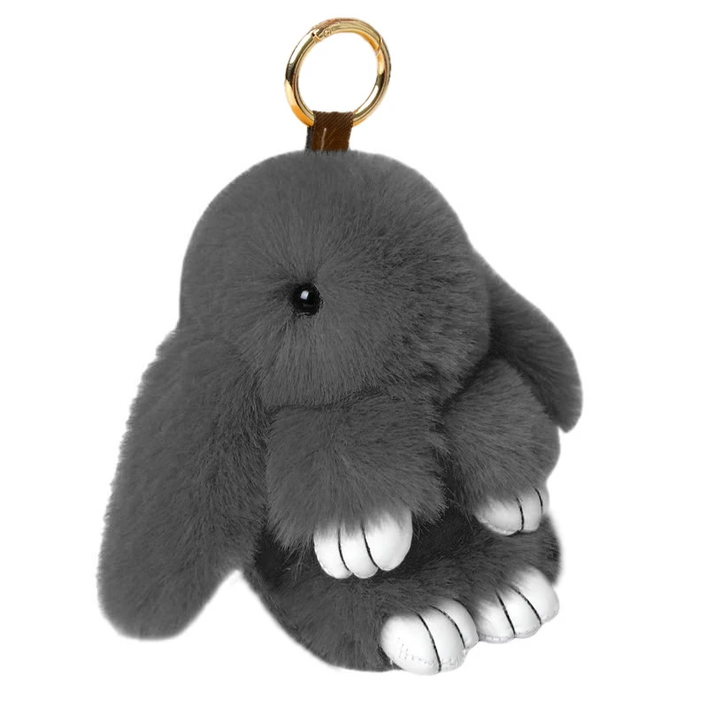 

Cute 18CM Fluffy Faux Fur Pompom Rabbit Keychain Women Girls Plush Bunny Key Ring On Bag Car Trinket Wedding Party Toys Gift