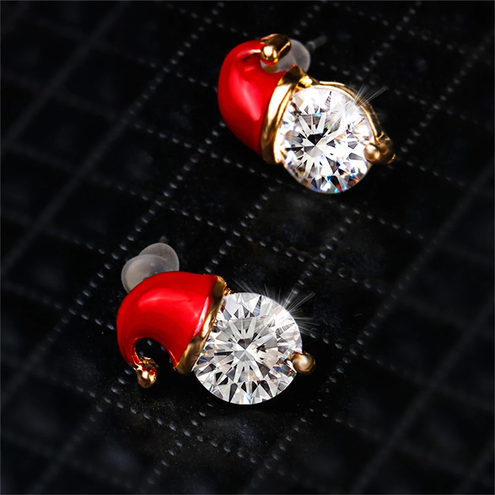 

2022 Trend New in Year Jewelry Gift Christmas Santa Claus Hat Reindeer Piercing Ear Rings Women's Christmas Stud Earrings