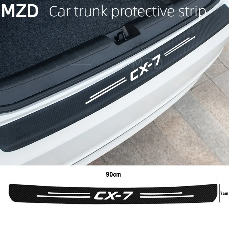 

For Mazda CX-7 CX 7 Logo Decal Carbon Fiber Car Rear Trunk Bumper Guard Anti-Scratch Anti-Collision Protection Cover Sticker