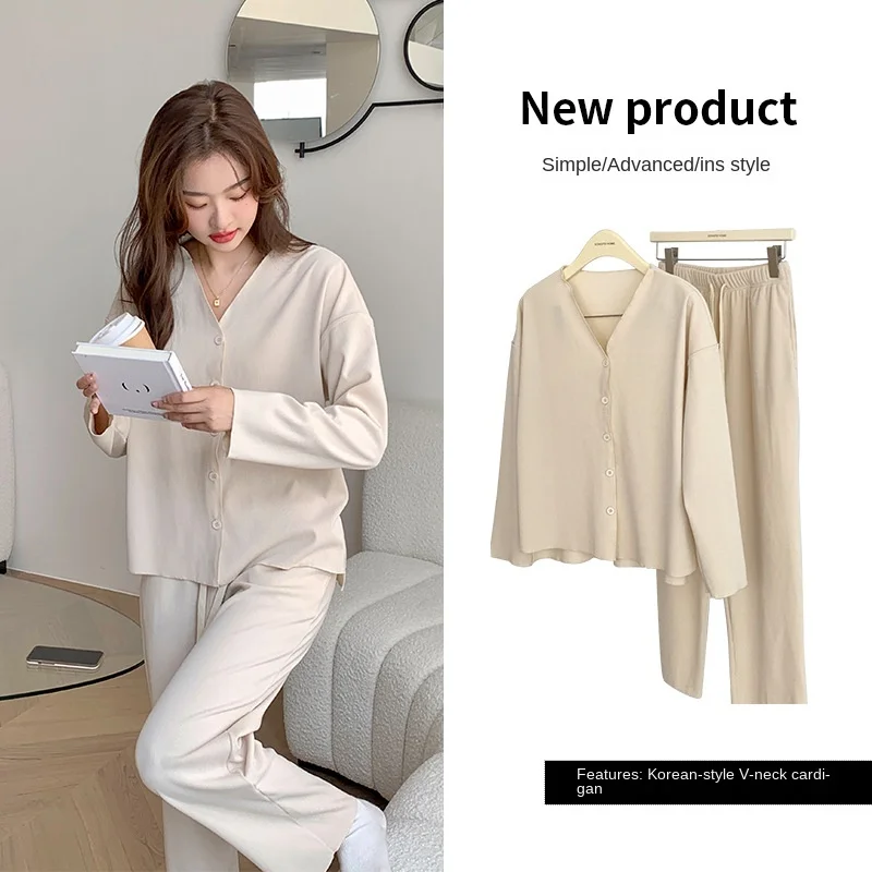 Explosive Style Thicken Women Pajama Sets High Quality Sanding Long Sleeve Sleepwear Cardigan Women's Loungewear 2 Piece Suit