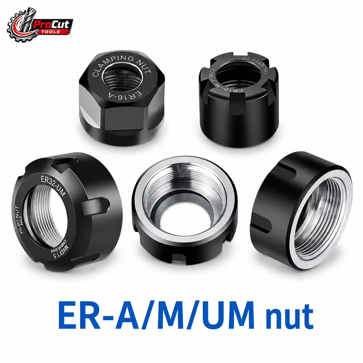Фото Гайка ER8A ER11A ER16A ER20A ER25A ER32A ER40UM, гайка цангового патрона ER для удлинителя инструмента, фрезерного станка с ЧПУ, токарного станка. №1