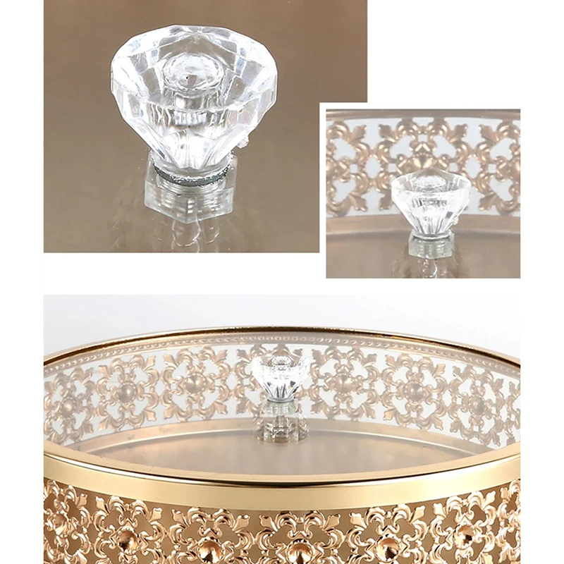 Luxury Metal Tray Gold Finish Hollow Plate Home Storage Decorative Round Kitchen Tool Christmas Wedding Centerpieces Table Decor | Дом и сад