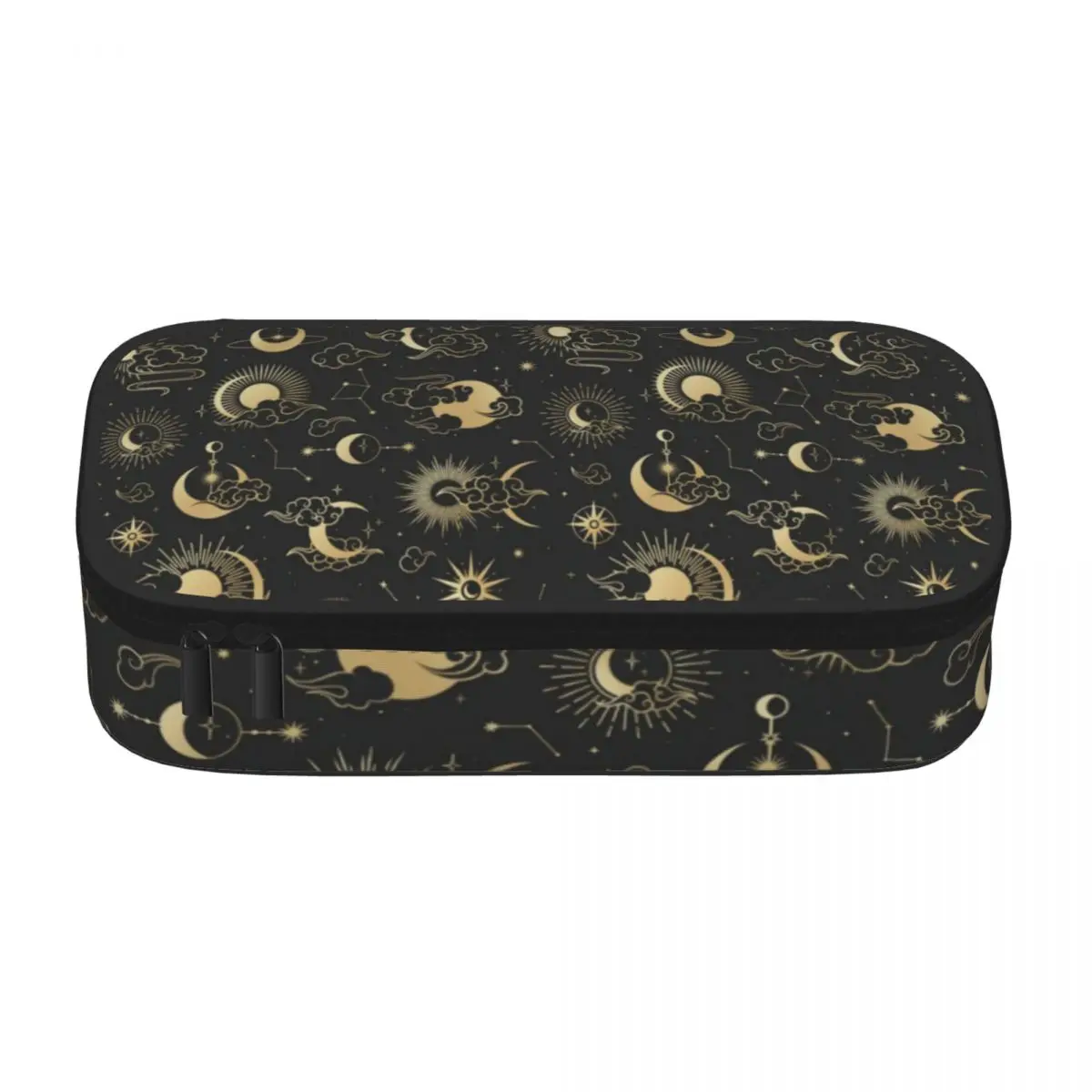 

Black And Gold Moon Pencil Case Star Sun Astrology Art Back to School Girls Boys Zipper Pencil Box Kawaii Large Pen Bags