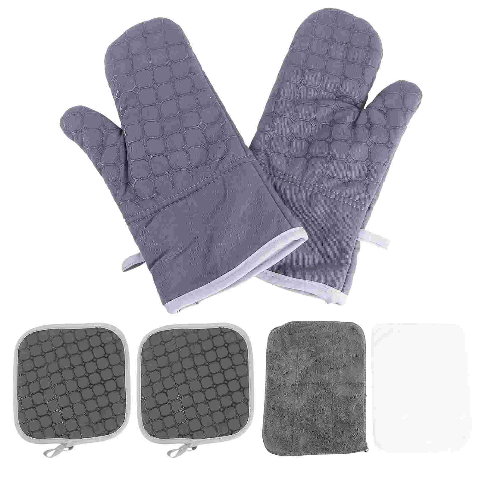 

Oven Cooking Pot Cotton Mitts Pad Holder Sets Glove Potholder Coaster Resistant Heat Kitchen Silicone Mitt Holders Scald Anti