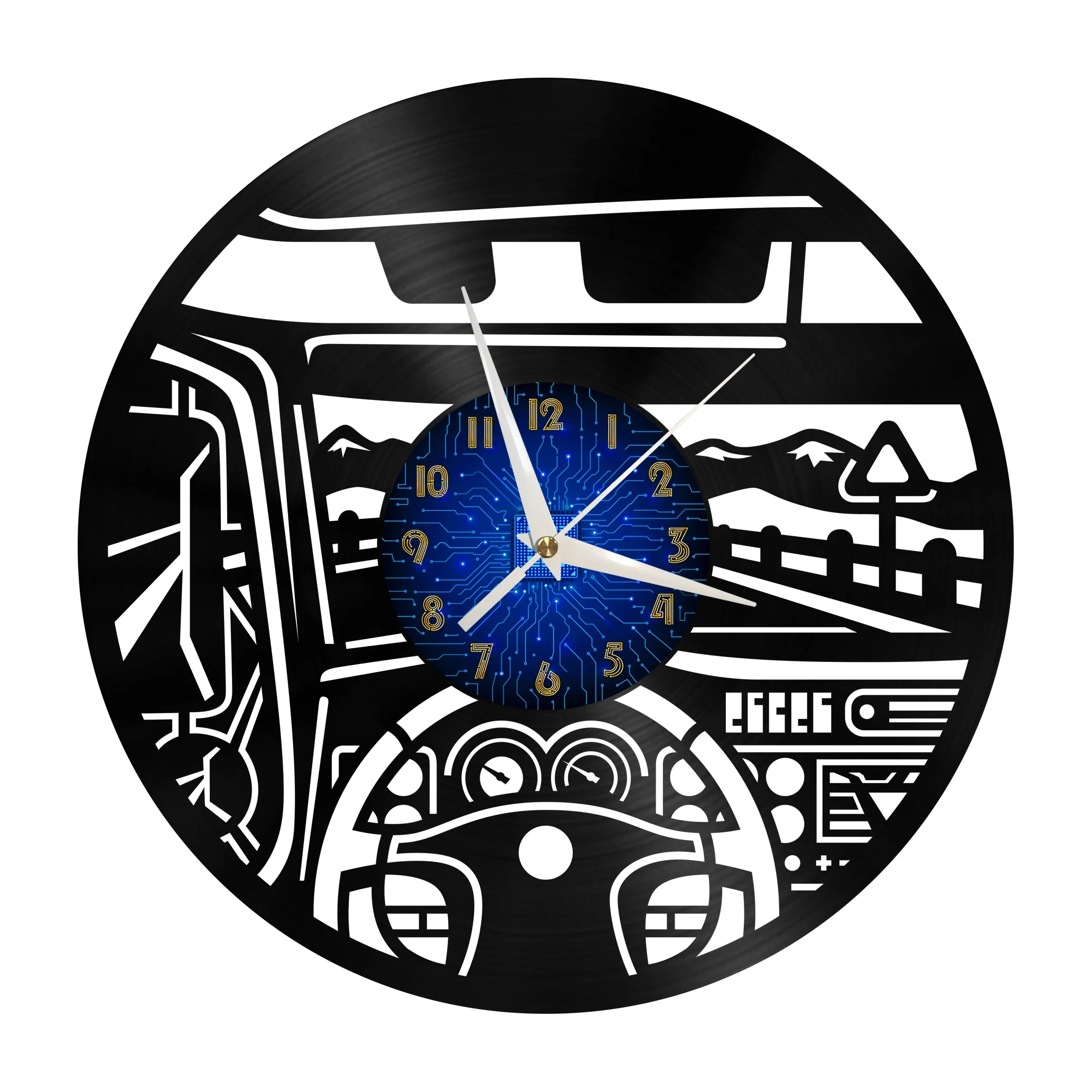 

Car Cab Elements 12 Inch Vinyl Record Wall Clock, Battery Operated Silent & Non-ticking