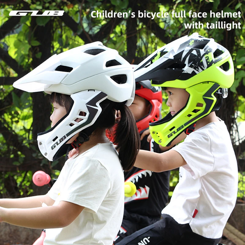 

GUB Kids Bicycle Full Face Helmet with Led Taillight Mtb Cycling Helmets for Child's Scooter Reflective Safety Bicycle Equipment