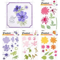 new anemone dahlia magnolia floral patterns layering stencils diy painting greeting card diary scrapbook coloring decorate molds