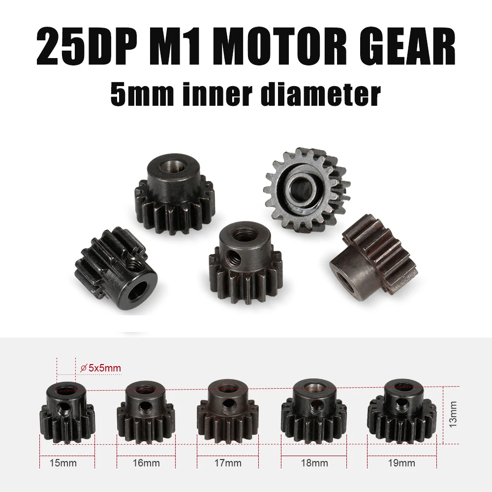 

OKRC 25DP M1 5mm 13T 14T 15T 16T 17T Black Steel Metal Pinion Motor Gear gearwheel For 1/8 RC Buggy Truck Model Car Motor