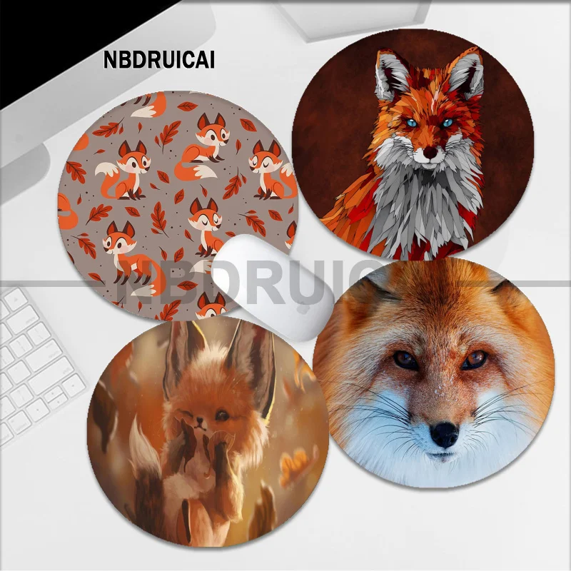 

Animal Cartoon Fox 22x22cm Round Desktop Desk Mat Kawaii Gaming Accessories Students Writing Pad Mouse Pad For PC Mouse Carpet