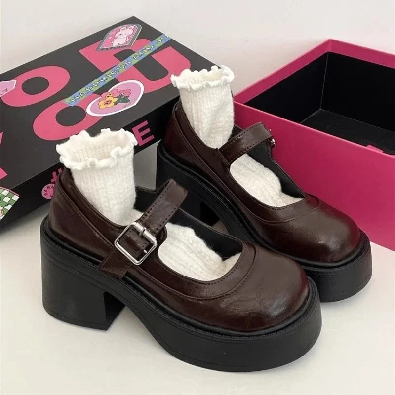 Модные белые туфли-лодочки на платформе для женщин туфли Джейн очень высоком