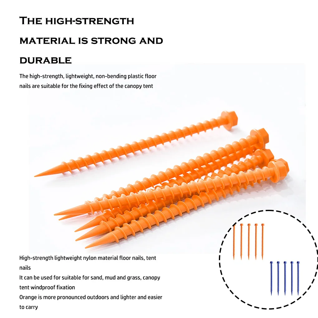 

10 Pack Camping Equipment Ground Nails Outdoor Spikes Summer Square Nail Blue