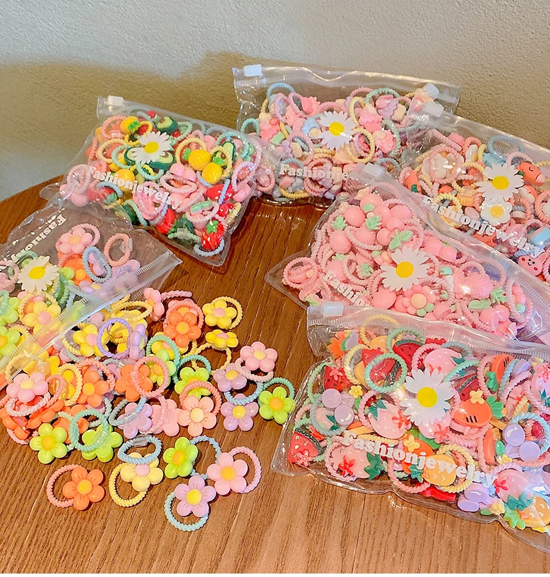 

20Pcs Not Hurt The Hair Elastic Good Girl Baby Head Rope Small Tie Hair Chirp Children's Rubber Band Does Scrunchies Headdress