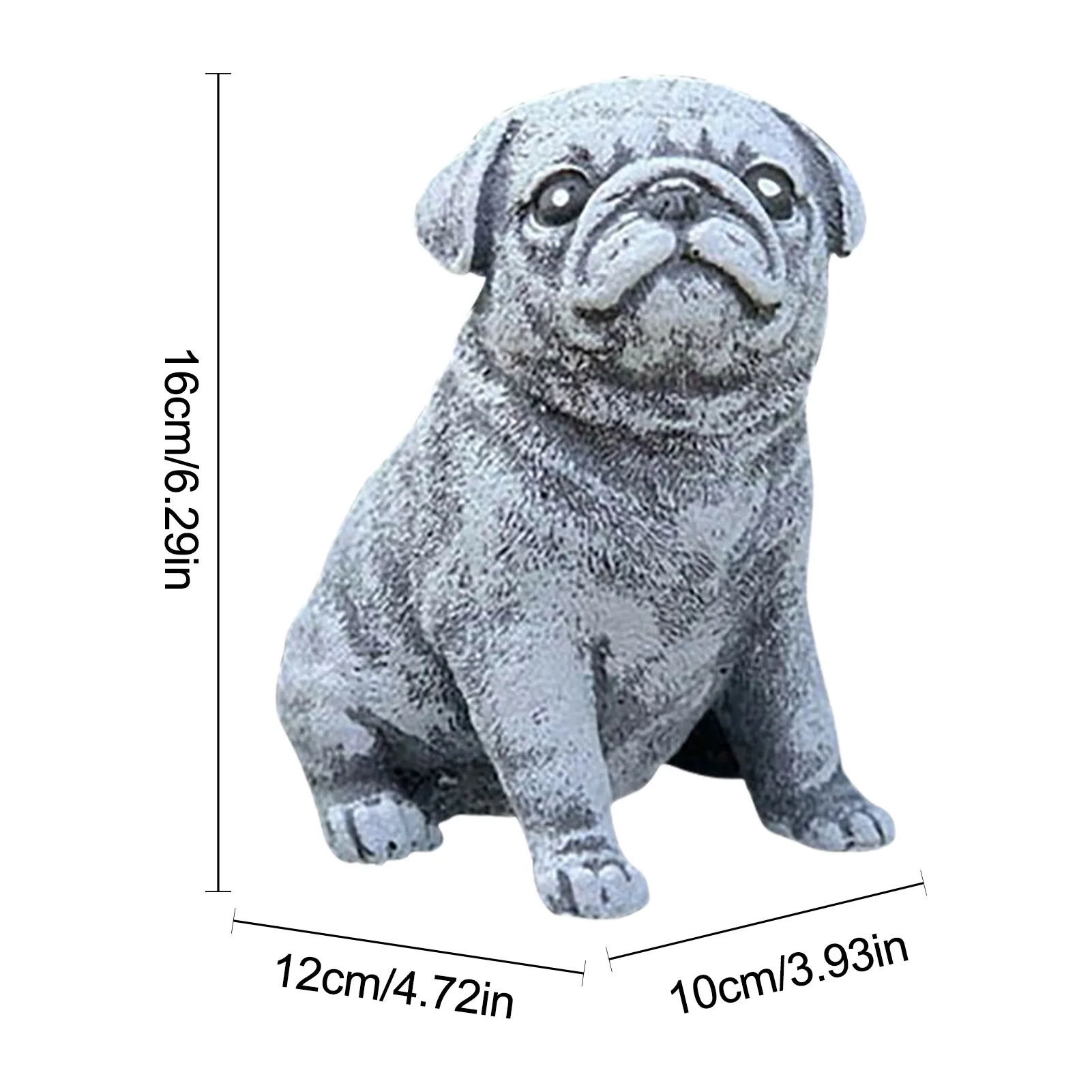 Garden Dog Statues Outdoor Decor Pug Dog Statue Adorable Sitting Dog Figurine Resin Puppy Sculpture Decoration Realistic Outdoor images - 6