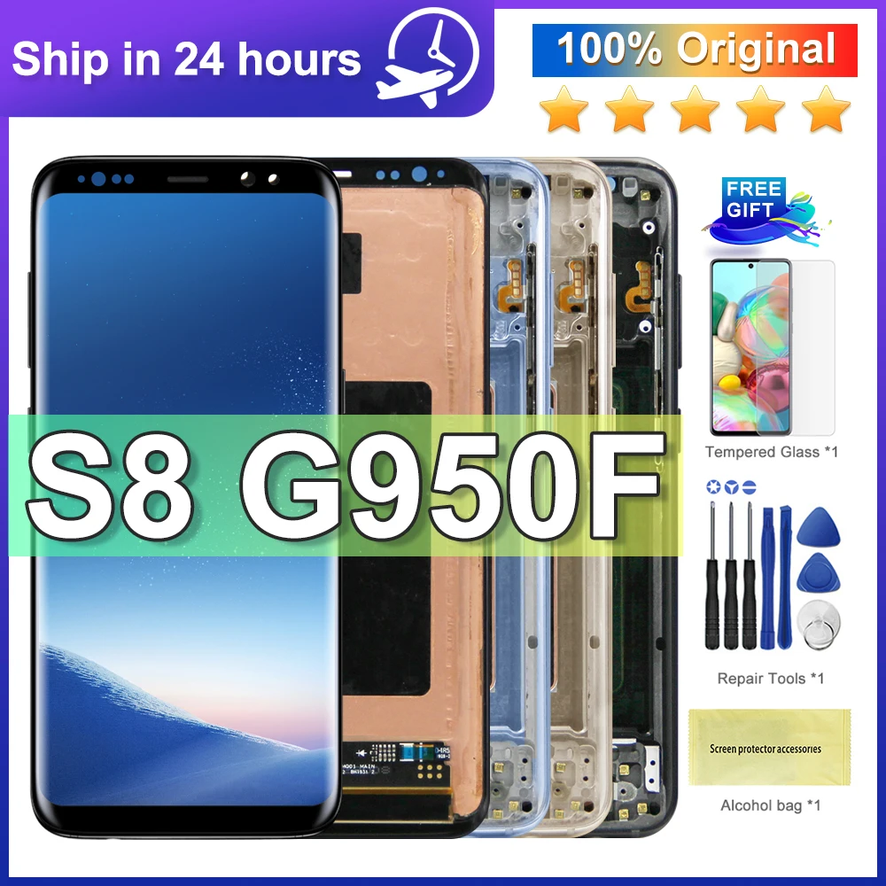 100% Original 5.8'' LCD with frame For Samsung Galaxy S8 G950F G950U Touch Screen S8 lcd Display Assembly Replacement