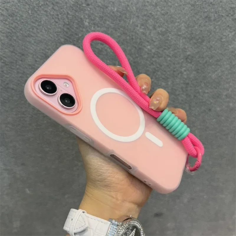 Матовый чехол Magsafe контрастного цвета Jelly Candy Color для iPhone 16 15 14 13 12 11 Pro Max Plus мягкий