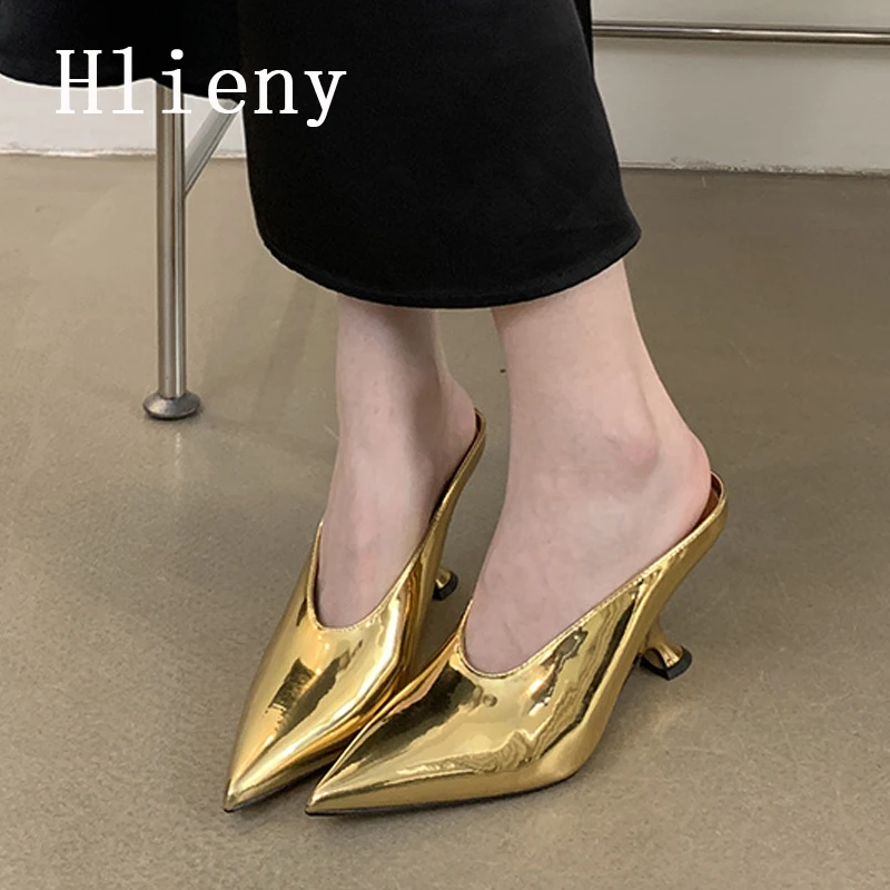 Туфли Hlieny женские на низком каблуке босоножки с острым носком и ремешком пряжкой