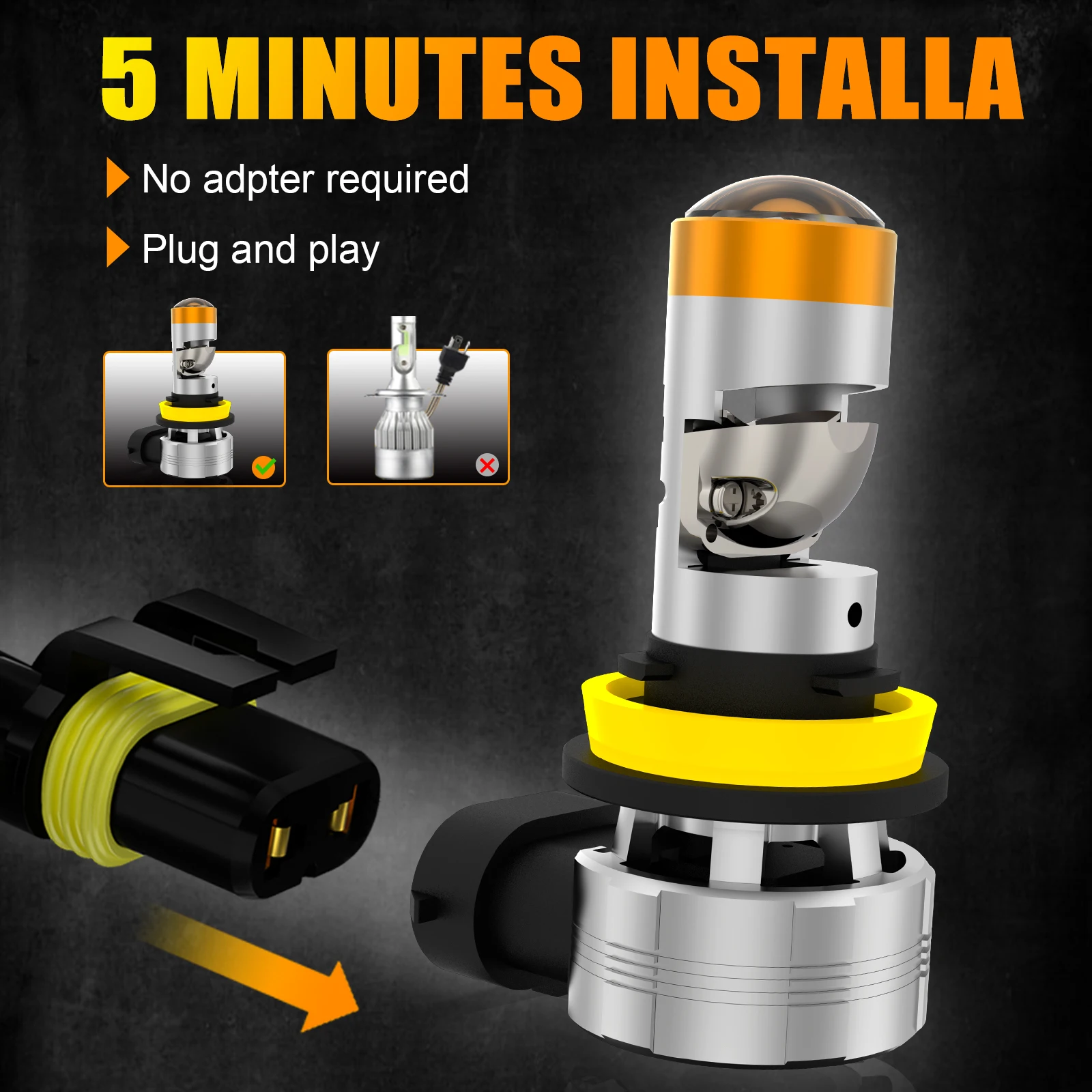 2 шт. лампы для фар головного света H7 H18 9005 9006 9012 H11 H4 HB3 HB4 6000 лм