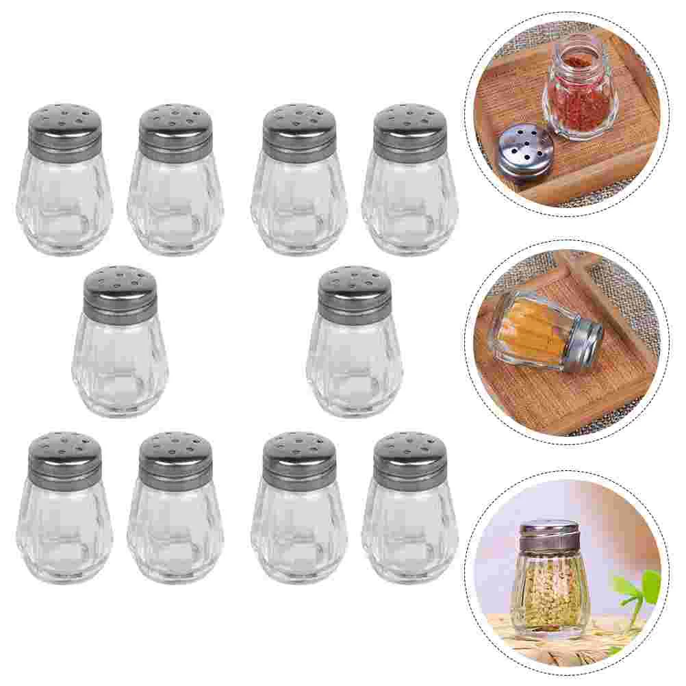 

10Pcs Salt and Pepper Shaker Set Glass Salt Shaker with Lid Shakers Seasoning Container for Home Camping Restaurant