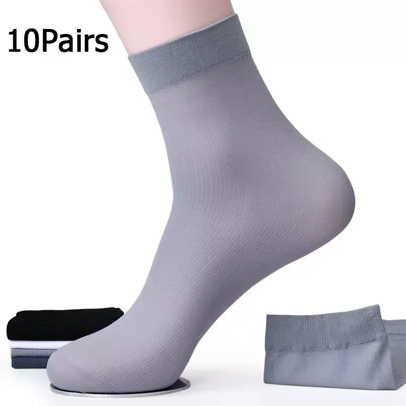 

10Pairs Bamboo Fiber Socks Men Casual Business Anti-Bacterial Breatheable Men's Middle Socks High Quality Sock