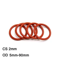 10pcs red silicone ring gasket cs 2mm od 5mm 90mm food grade silicon rubber o ring gaskets vmq insulated waterproof seal washer