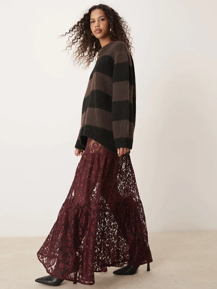 Fantoye Сексуальная прозрачная кружевная женская юбка Белая с высокой талией и