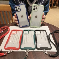 fashion simplicity transparent snap on lanyard case for iphone 13 12 11 pro xs max x xr 6 7 8 plus shock and drop proof cover