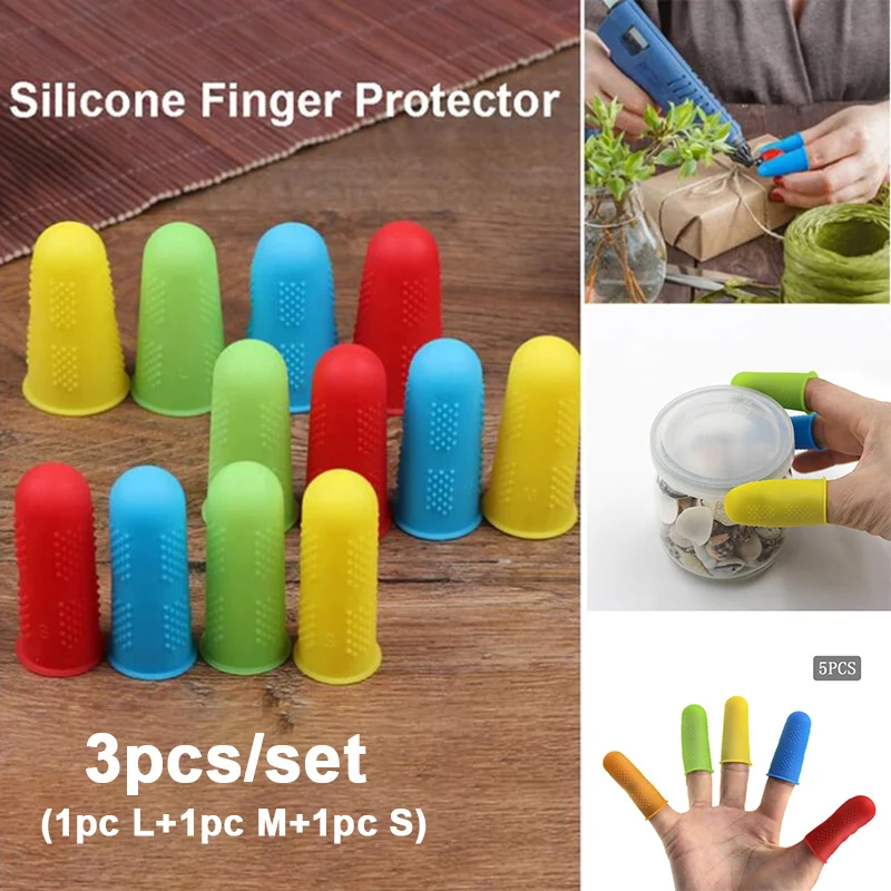 

3pcs Finger Protectors Silicone Finger Sleeve Cover Anti-cut Heat Resistant Anti-slip Fingers Cover For Cooking Kitchen Tools