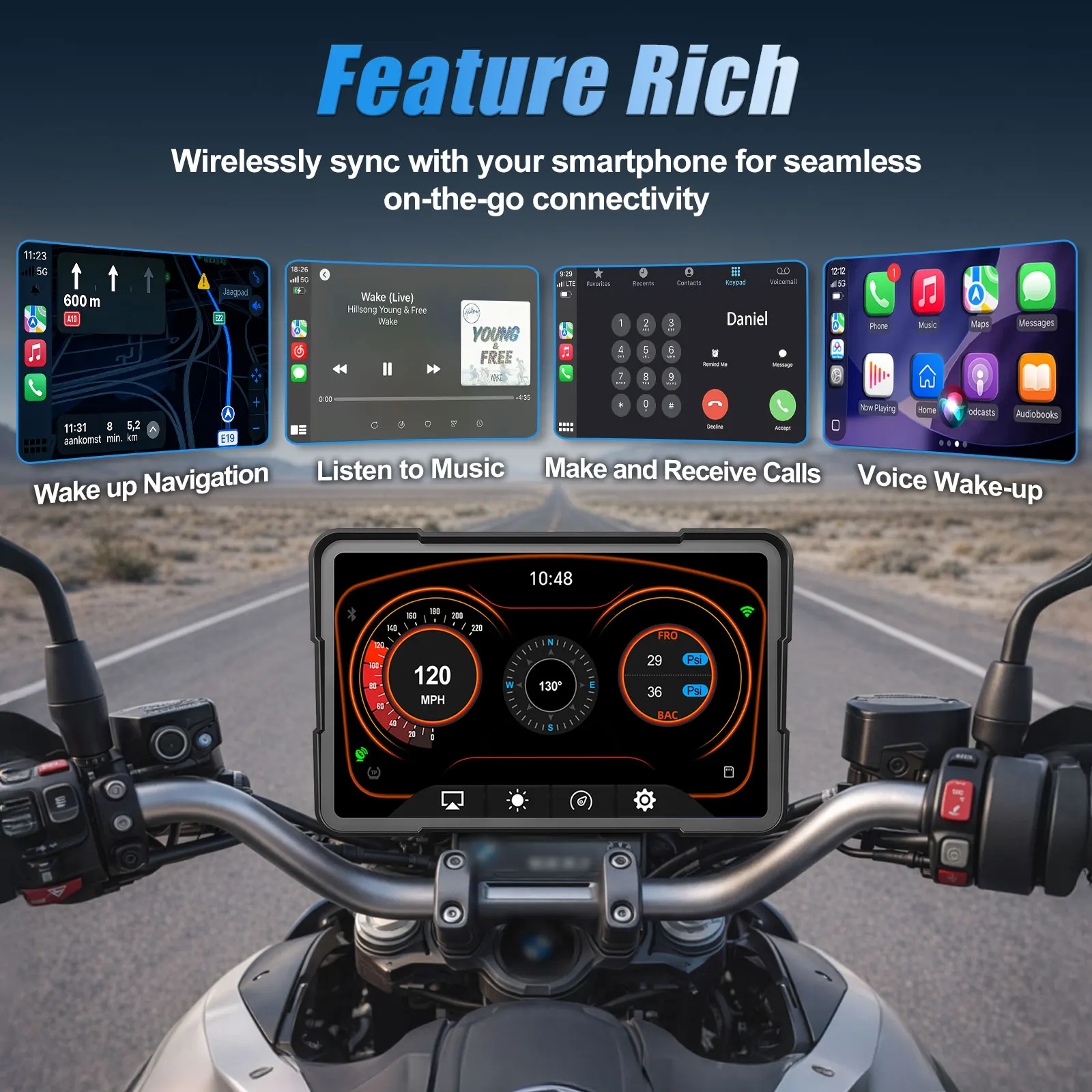 Фото Навигационная система LBW 6/7 дюймов для мотоциклов с поддержкой CarPlay и Android Auto, GPS, быстросъемная, портативная, для установки на приборную панель, подходит для BMW R1200GS R1250GS №4