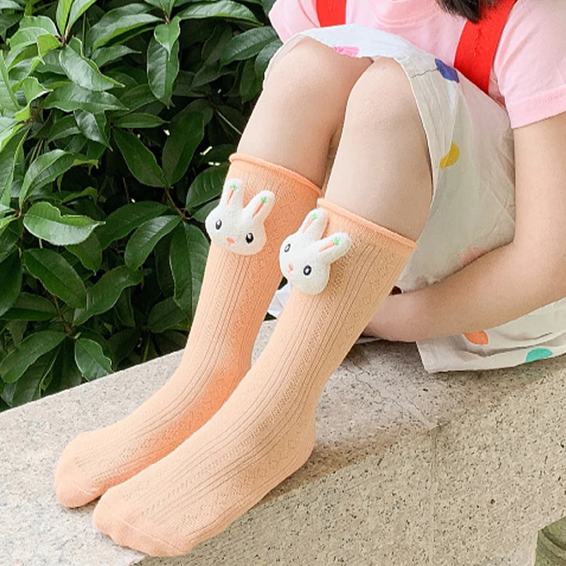 Кружевные носки до середины икры для девочек летние милые мультяшные