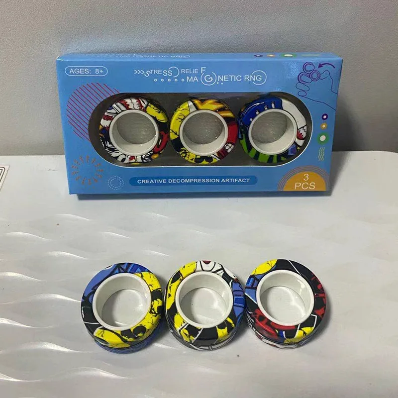 

Magnetic Rings AntiStress Fidget Toy Magic RingTool Bracelet Magnetic Rings Finger Spinner RingTool Kids Adult Decompression Toy