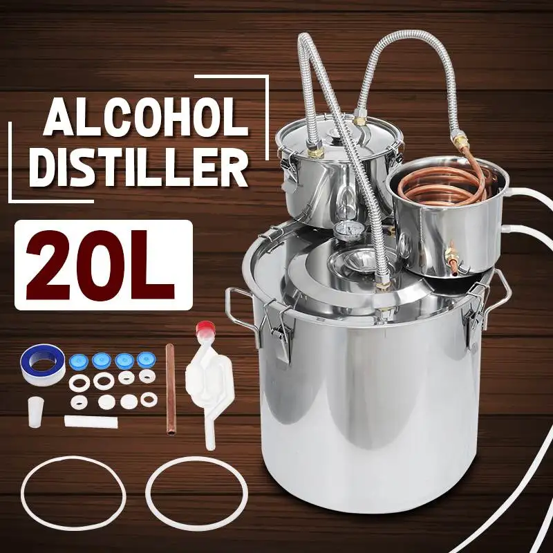 

8GAL 30L Efficient 3pot Distiller Alambic Moonshine Alcohol Still Stainless Copper DIY Brew Water Wine Essential Oil Brewing Kit