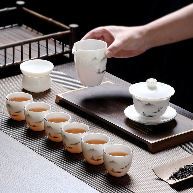 

Vintage Ceremony Tea Set Kungfu Gift 6 Persons Chinese Mug Teapot Tea Set Infuser Services Coffee Cup Juego De Te Teaware Sets