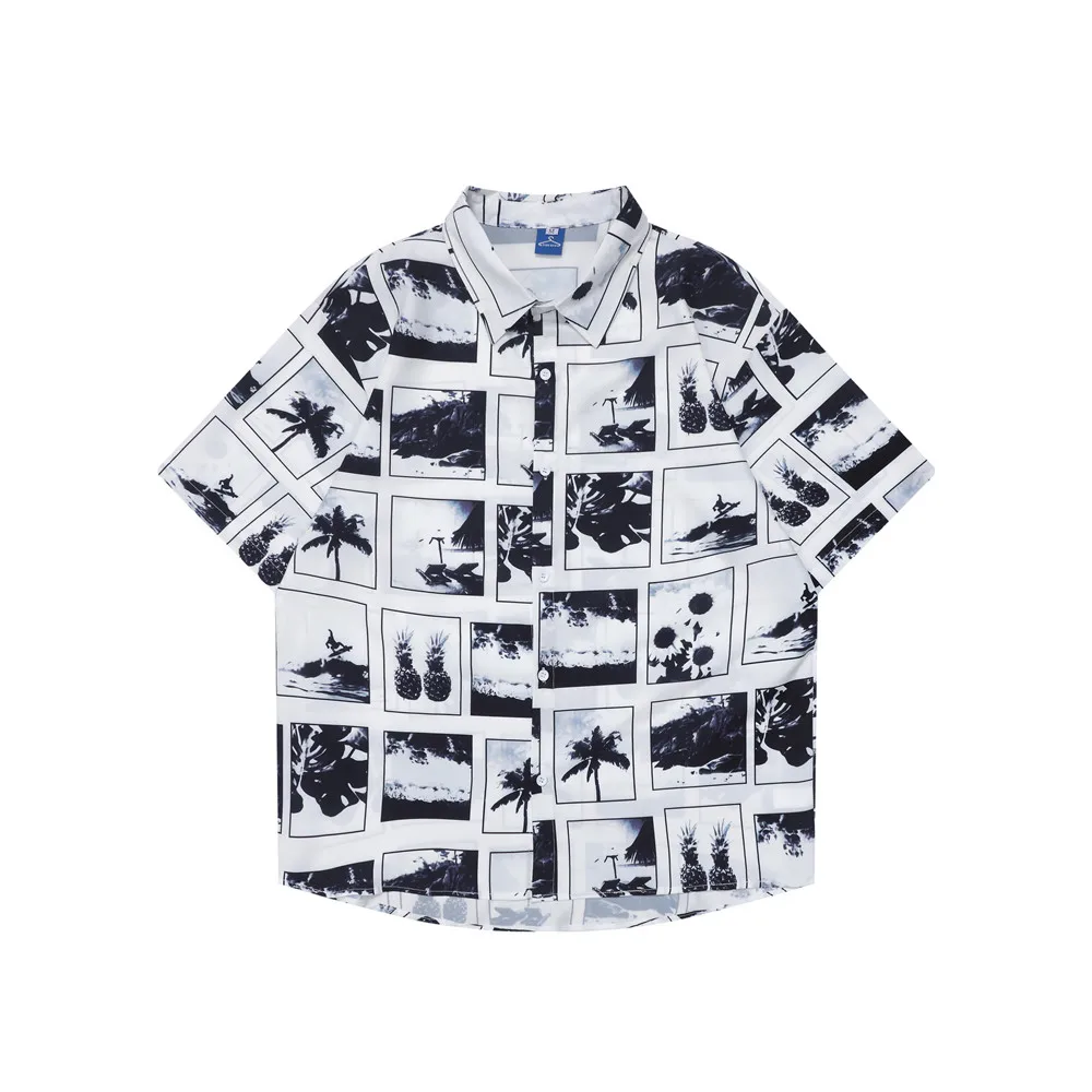 

OSCN7 Casual Printed Short Sleeve Shirt Men Street 2022 Hawaii Beach Oversize Women Fashion Harujuku Shirts for Men 5259