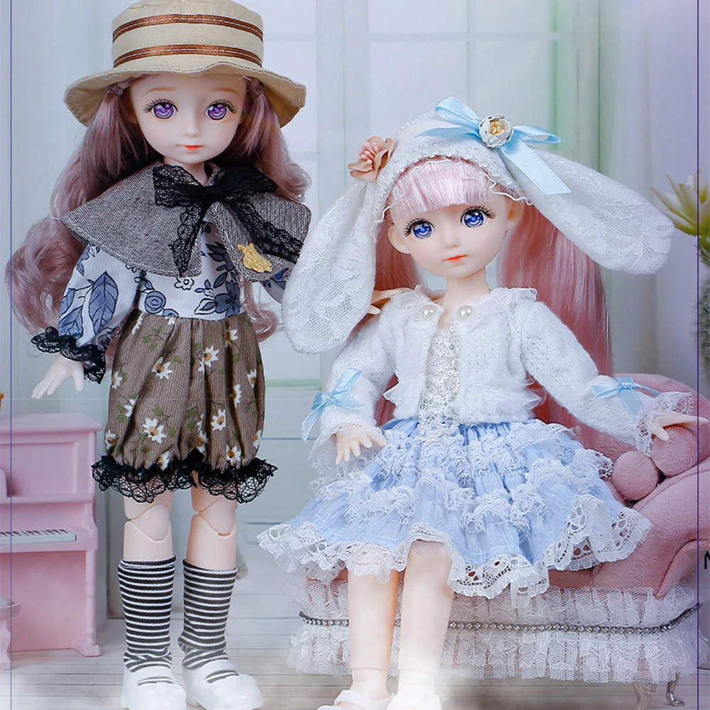 

32 см голубые глаза Bjd кукла Лолита платье девушка игрушка 23 совместных комиксов глаза полный набор макияж игрушки Bjd лучший подарок для девочки Birhday