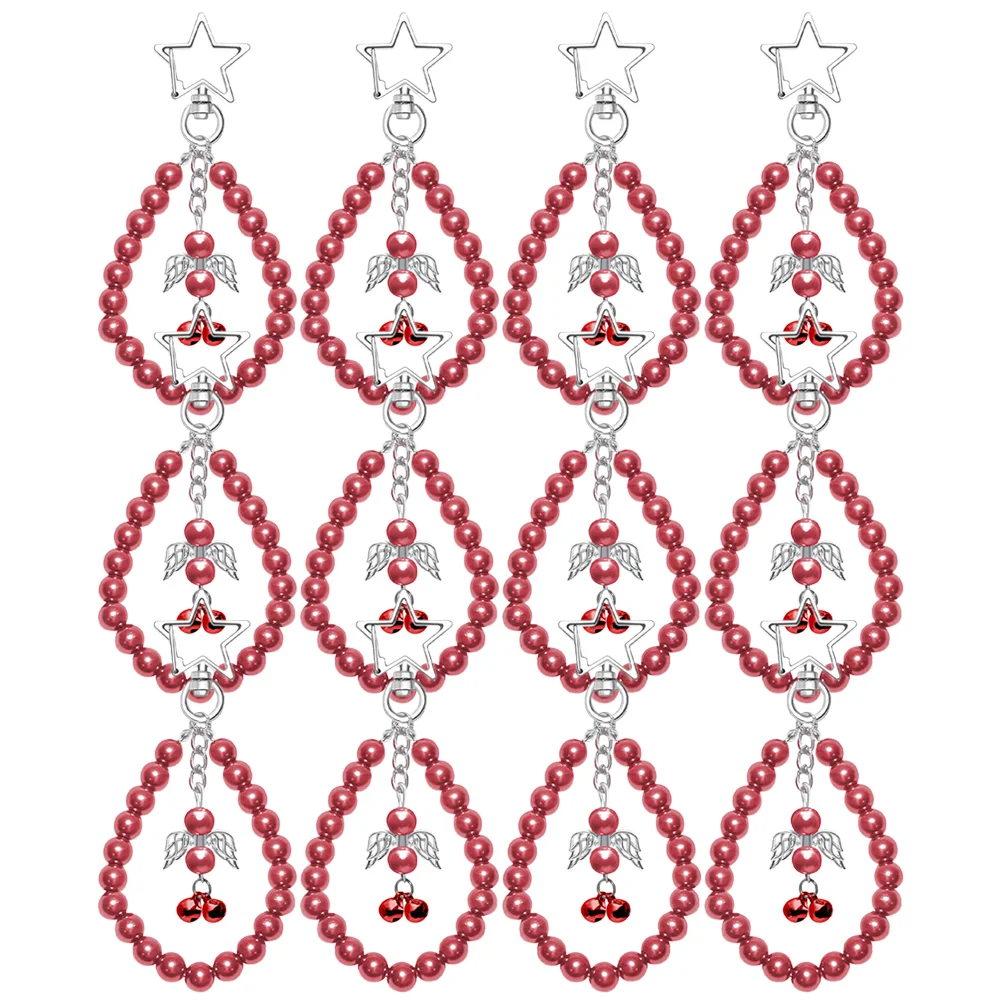 

12 Pcs Xmas Pendant Decor Christmas Tree Decorations Beaded Ornaments Keychain Pendants Bell