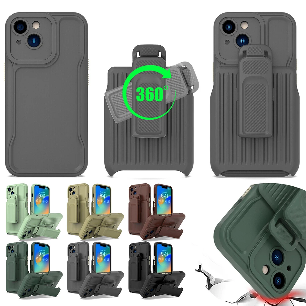 

360 Full Cover Heavy Duty Slide Lens Protecter Armor Case for iPhone 14 Plus 13 12 11 Pro Max Shockproof Bracket Back Cover