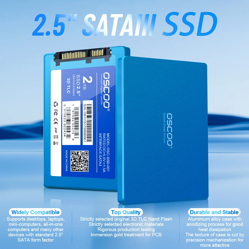 

OSCOO SSD Hard Drive Disk 2.5 SATA3 256GB 512GB 1TB Internal Solid State Drive Disk for Computer PC Laptop Desktop
