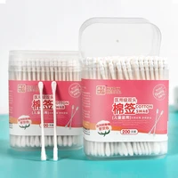 new stlye 200pcsbox double head cotton swab medical wood sticks nose ears cleaning health care tools for chilldren