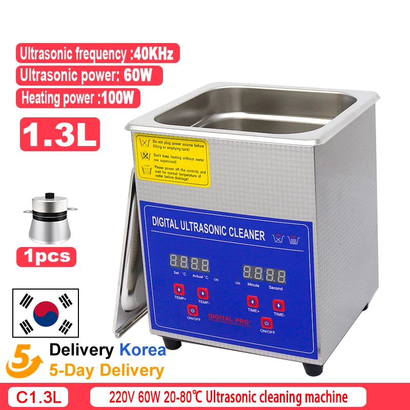 

100W 1.3L Ultrasonic Cleaner 40khz Multifunctional Ultrasonic Cleaner Hardware Injector Spark Plug Derusting Oil Nozzle