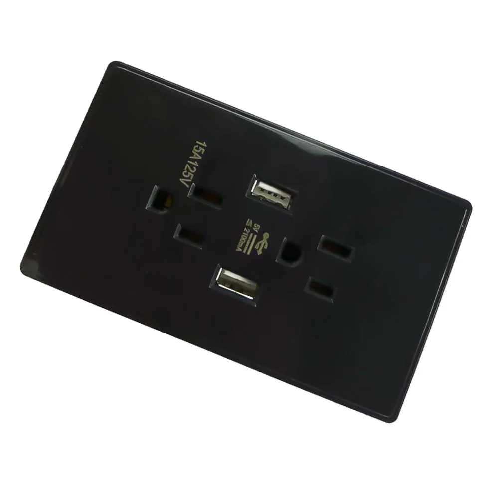

Switches Socket Panel Wall Switch Socket 125V/15A 2 USB Ports Charger Panel Cover Multi-function 120 * 70 * 44mm