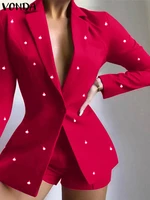 y2k women blazer 2022 vonda sexy printed lapel collar button up blazer casual long sleeve coats veste femme blazer feminina